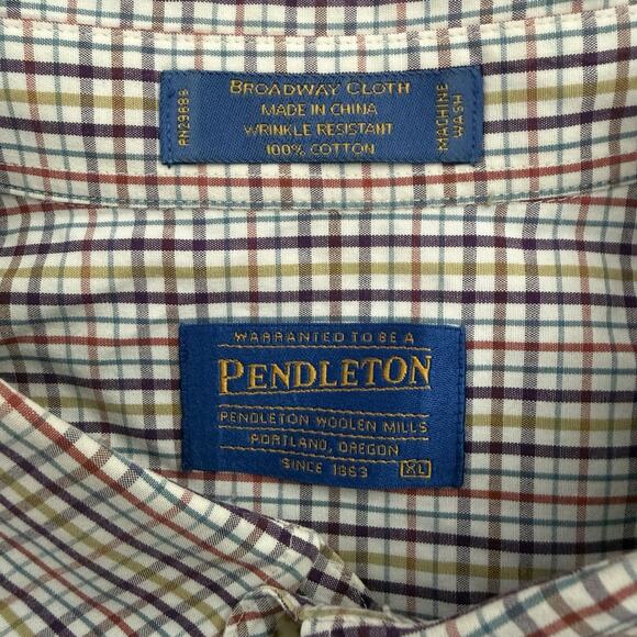 Pendleton Shirt Mens XL Multicolor Plaid Broadway Cloth Button Up Long Sleeve - Picture 2 of 6